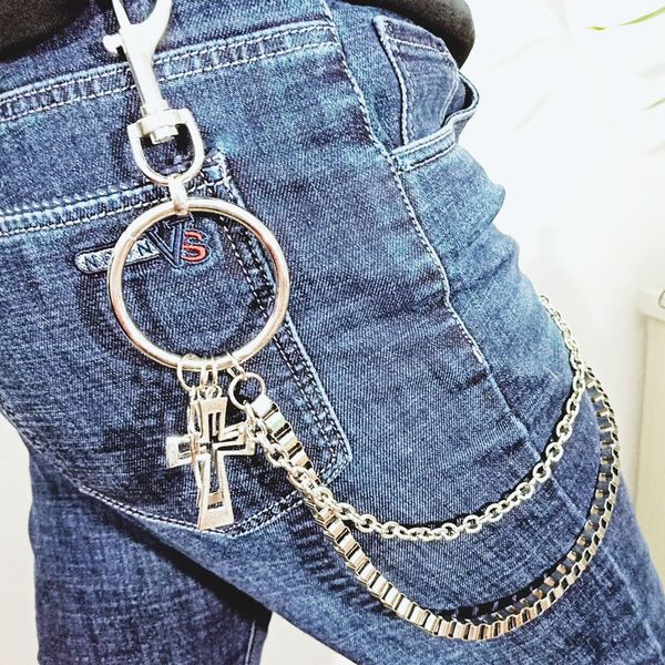 double layer long section metal waist belt wallet denim chain rock punk jeans key chain clip hip hop jewelry gifts, Silver
double layer long section metal waist belt wallet denim chain rock punk jeans key chain clip hip hop jewelry gifts, Silver