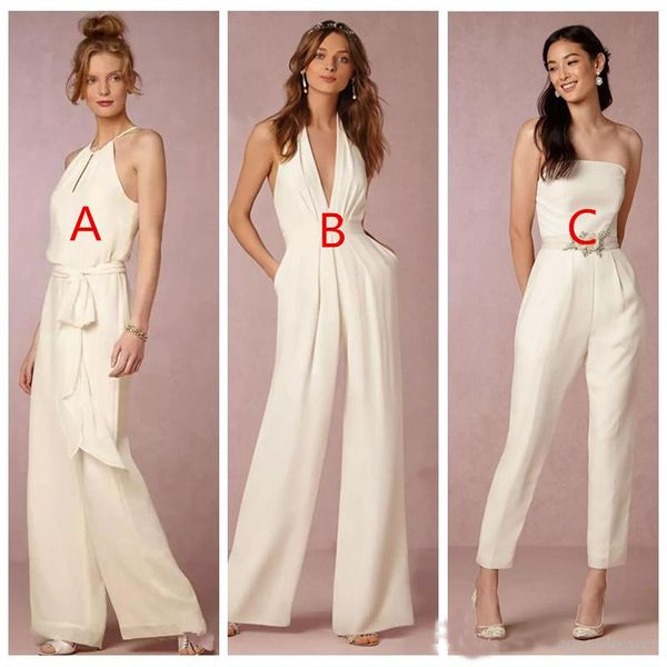 New 2019 Ivory Jumpsuit Bridesmaid Dresses for Wedding Sheath Backless Wedding Guest Gowns Plus Size Pant Suit Beach Honor Of Maid Cheap
New 2019 Ivory Jumpsuit Bridesmaid Dresses for Wedding Sheath Backless Wedding Guest Gowns Plus Size Pant Suit Beach Honor Of Maid Cheap