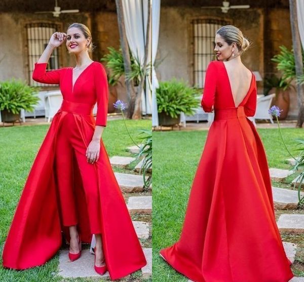 new elegant red suits evening dresses deep v neck backless sash with overskirts long formal evening gowns red carpet party dress 2020, Black;red
new elegant red suits evening dresses deep v neck backless sash with overskirts long formal evening gowns red carpet party dress 2020, Black;red