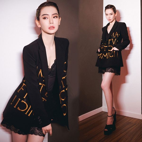 british style letter embroidery women's suit large size casual elegant black ladies jacket trendy office blazers korean lt981s30, White;black
british style letter embroidery women's suit large size casual elegant black ladies jacket trendy office blazers korean lt981s30, White;black