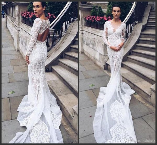 2020 new gorgeous vestidos de novia lace wedding dresses v neck hollow back long sleeves appliqued sweep train bridal gown 781, White
2020 new gorgeous vestidos de novia lace wedding dresses v neck hollow back long sleeves appliqued sweep train bridal gown 781, White