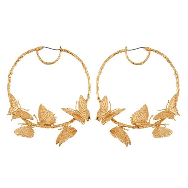 alloy butterfly earrings hoops exaggerated creative gold round circle luxurious huggie women's hoop earrings bohemian new, Golden
alloy butterfly earrings hoops exaggerated creative gold round circle luxurious huggie women's hoop earrings bohemian new, Golden