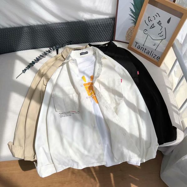 men solid shirt long sleeve 2019 man korean fashions shirt male streetwear spring shirts, White;black
men solid shirt long sleeve 2019 man korean fashions shirt male streetwear spring shirts, White;black