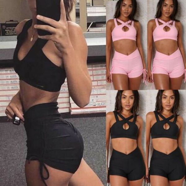 women tank high waist shorts suit strap sport yoga set gym running sportwear shorts casual ladies fitness solid color, White;red
women tank high waist shorts suit strap sport yoga set gym running sportwear shorts casual ladies fitness solid color, White;red