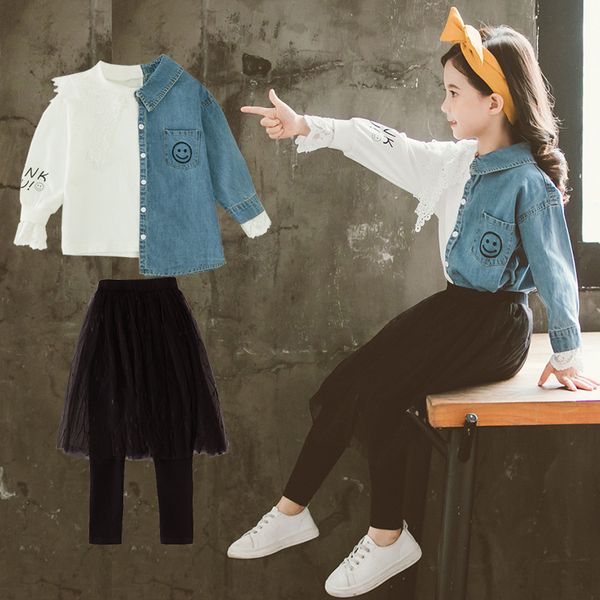 2019 new children's suit girls autumn patchwork shirt + legging skirt sets big children's cowboy two sets outfits 3-14y, White
2019 new children's suit girls autumn patchwork shirt + legging skirt sets big children's cowboy two sets outfits 3-14y, White