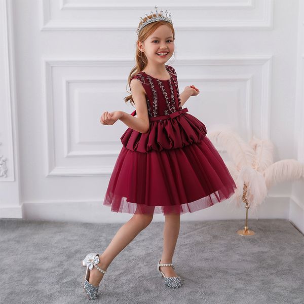 new style cake dress in europe and america kids princess dress host wedding dress flower girls' dresses good quality low price, White;blue 
new style cake dress in europe and america kids princess dress host wedding dress flower girls' dresses good quality low price, White;blue