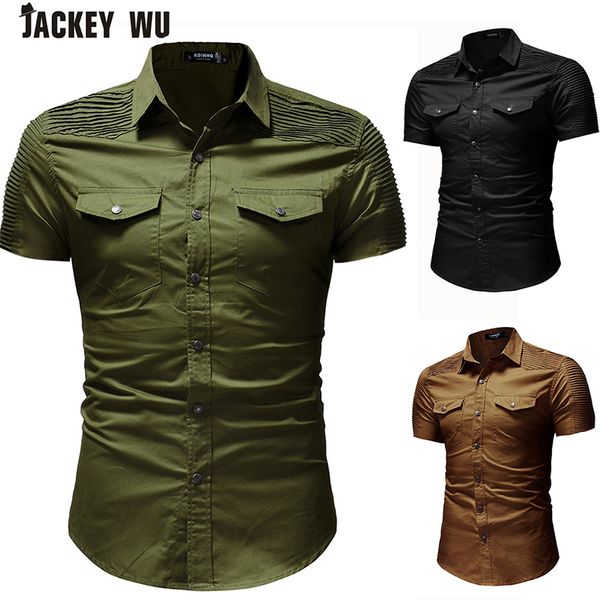 jackey wu denim shirt men 2019 brand fashion fold decorate short sleeve jean slim fit men casual shirts plus size men's clothing, White;black
jackey wu denim shirt men 2019 brand fashion fold decorate short sleeve jean slim fit men casual shirts plus size men's clothing, White;black