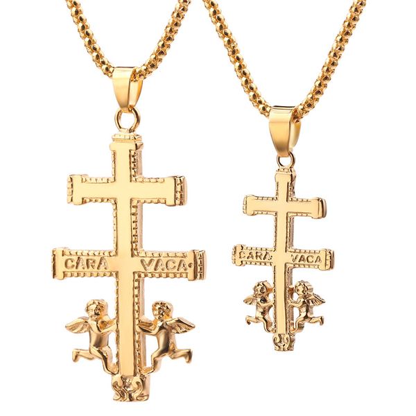 european and american gold angel eric caravaca necklace crucifix middle east russian cross pendant male christian faith gift, Silver
european and american gold angel eric caravaca necklace crucifix middle east russian cross pendant male christian faith gift, Silver