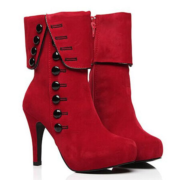 fashion women buttuon ankle boots high heels fashion red shoes woman platform flock buckle boots ladies shoes female, Black
fashion women buttuon ankle boots high heels fashion red shoes woman platform flock buckle boots ladies shoes female, Black