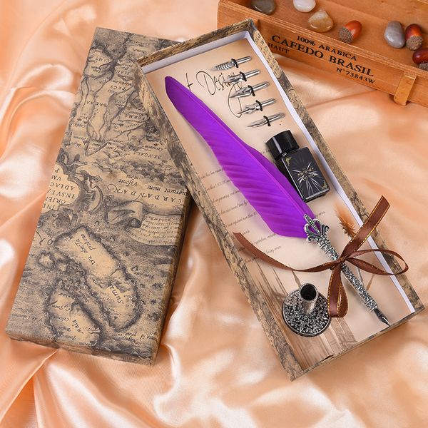 1set vintage feather dip pen writing ink pen set stationery gift box with 5 nib birthday gift english calligraphy fountain
1set vintage feather dip pen writing ink pen set stationery gift box with 5 nib birthday gift english calligraphy fountain
