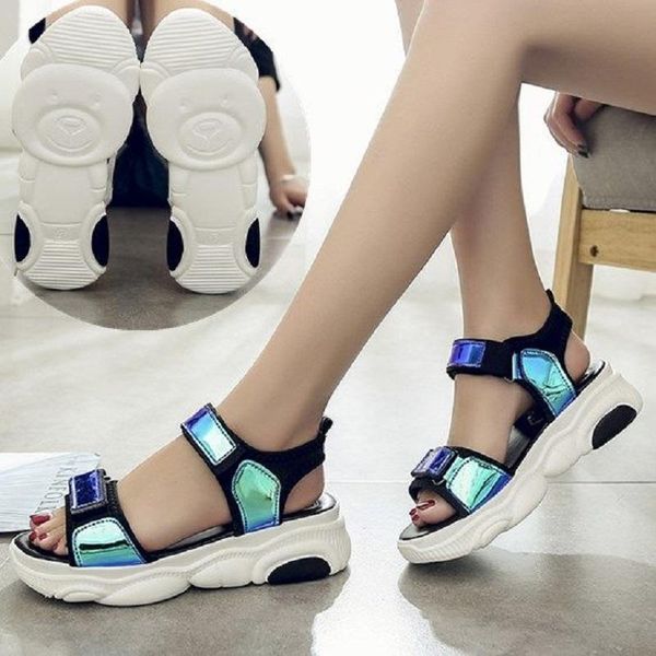 35-43 large size sandals female summer students laser bright sponge cake thick bottom beach shoes colorful roman sandals, Black
35-43 large size sandals female summer students laser bright sponge cake thick bottom beach shoes colorful roman sandals, Black