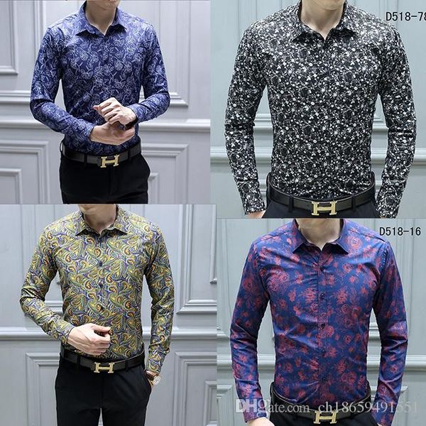 new fashion designer slim fit shirts men black gold floral print mens dress shirts long sleeved business casual shirts males clothes, White;black
new fashion designer slim fit shirts men black gold floral print mens dress shirts long sleeved business casual shirts males clothes, White;black