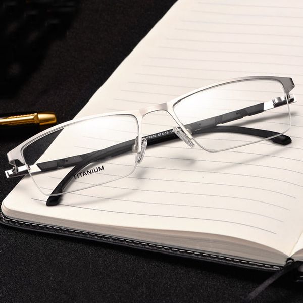 

reven jate p9859 optical business titanium eyeglasses frame for men eyewear semi-rimless glasses with 4 optional colors, Silver