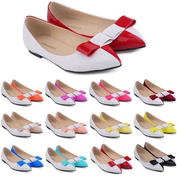 all seasons sweet lady wild patent leather pointed color matching light mouth bow flat women's shoes, Black
all seasons sweet lady wild patent leather pointed color matching light mouth bow flat women's shoes, Black