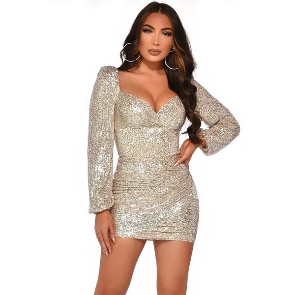 ladies v-neck full sleeve ruched short dress sequined patchwork club party fashion sparkly mini dress, Black;gray
ladies v-neck full sleeve ruched short dress sequined patchwork club party fashion sparkly mini dress, Black;gray
