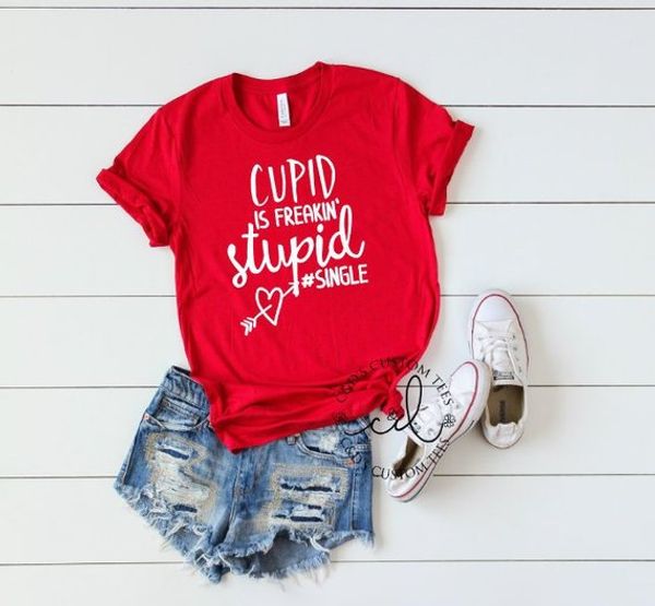 cupid is freakin stupid single hipster t-shirt casual red clothes girl graphic tee slogan cupid heart arrow valentine day shirt, White
cupid is freakin stupid single hipster t-shirt casual red clothes girl graphic tee slogan cupid heart arrow valentine day shirt, White