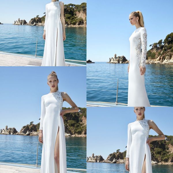 beautiful yolancris a line wedding dresses jewel one shoulder long sleeve side split lace applique wedding gowns sweep train robe de mariée, White
beautiful yolancris a line wedding dresses jewel one shoulder long sleeve side split lace applique wedding gowns sweep train robe de mariée, White