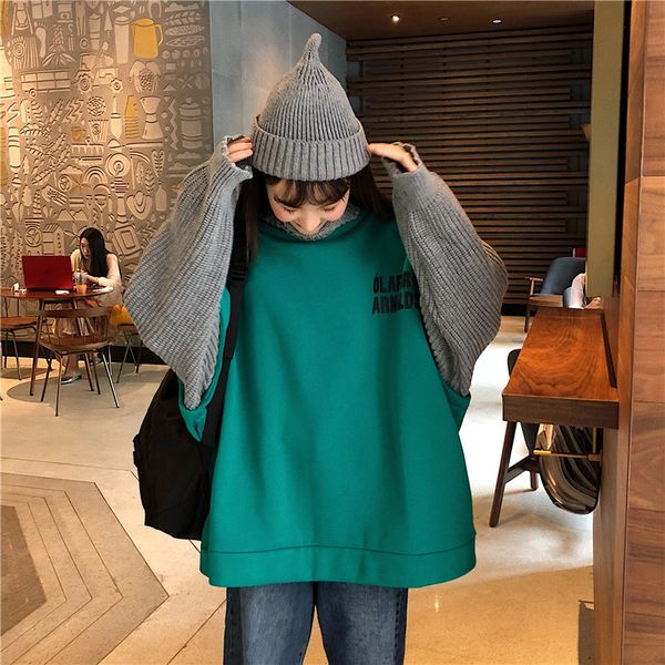 2018 women harajuku hoodies two false pieces sweatshirts high neck clothing feminina loose female casual coat stuent warm sweats, Black
2018 women harajuku hoodies two false pieces sweatshirts high neck clothing feminina loose female casual coat stuent warm sweats, Black