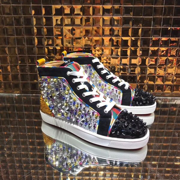 блеск кожа + strass + шпильки классический high top rhinestone кроссовки t-качество бренда red bottom shoes party wedding leisure flats eu35, Black
блеск кожа + strass + шпильки классический high top rhinestone кроссовки t-качество бренда red bottom shoes party wedding leisure flats eu35, Black