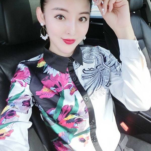 luxury silk satin spring runway shirts women long sleeve lapel neck printed casual ladies button blouse plus size office designer shirt, White
luxury silk satin spring runway shirts women long sleeve lapel neck printed casual ladies button blouse plus size office designer shirt, White