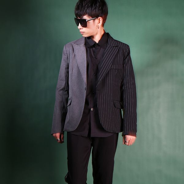 male stripe splice street fashion hip hop slim fit suit coat stage clothing custom made men casual suit blazer jacket, White;black
male stripe splice street fashion hip hop slim fit suit coat stage clothing custom made men casual suit blazer jacket, White;black