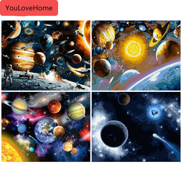 живопись по номерам декорации наборы рисунок холст ручная роспись diy картина по номерам звездное небо пейзаж домашний декор