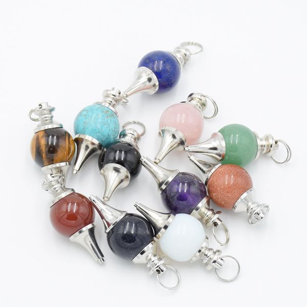 healing dowsing reiki chakra pendulum pendants round bead natural pink crystal quartz lapis lazuli opal tiger eye stone jewelry, Silver
healing dowsing reiki chakra pendulum pendants round bead natural pink crystal quartz lapis lazuli opal tiger eye stone jewelry, Silver