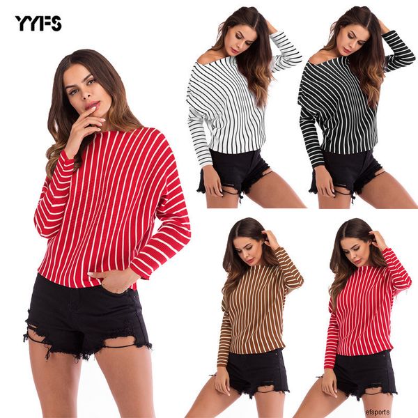 womens designer round neck long sleeve striped sweater loose slim pullover womensmaxh, White;black
womens designer round neck long sleeve striped sweater loose slim pullover womensmaxh, White;black