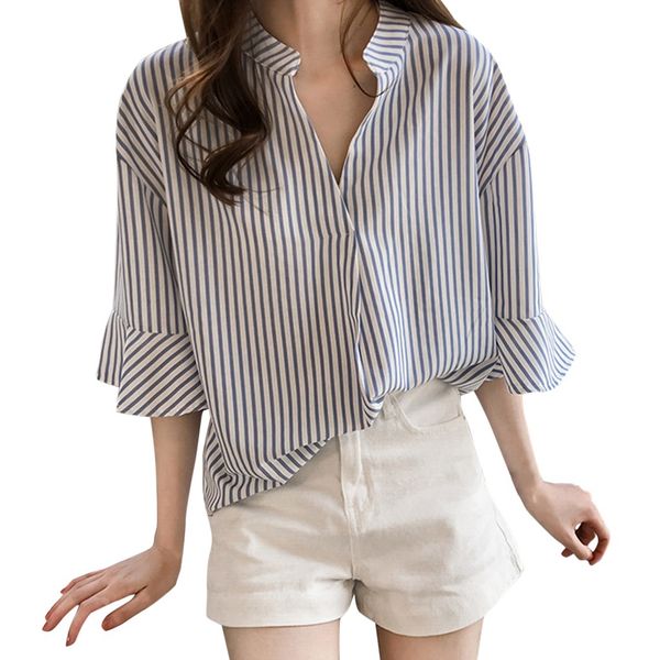 feitong stripe plus size women and blouse fashion women business blouse stripe printing v-neck blusa feminina renda, White
feitong stripe plus size women and blouse fashion women business blouse stripe printing v-neck blusa feminina renda, White