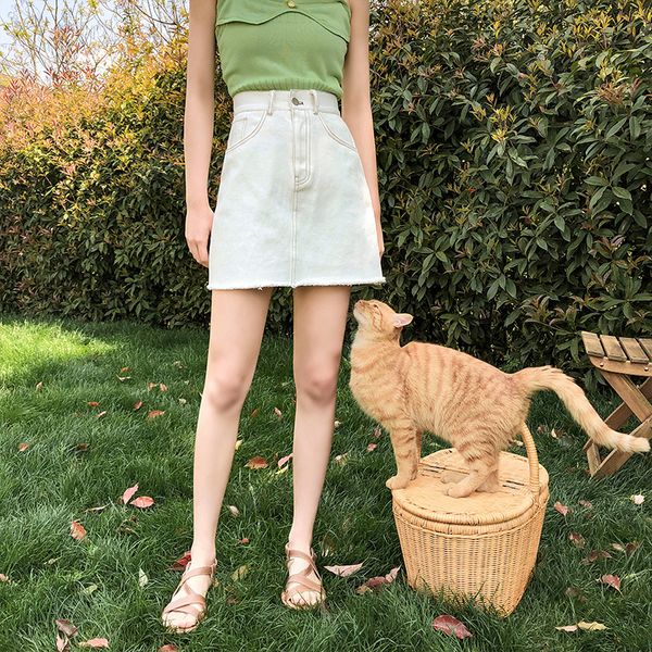 cotton denim worn out white black 2019 new summer ins super fire skirt women fashion wild high waist skirt tide, Blue
cotton denim worn out white black 2019 new summer ins super fire skirt women fashion wild high waist skirt tide, Blue