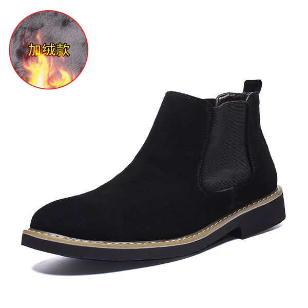 boots shoes for man plus velvet high to help comfortable foot casual, Black