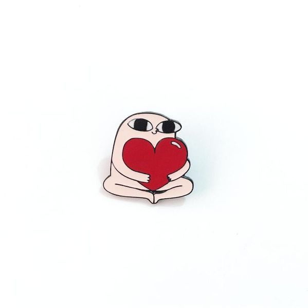 cartoon pink little weird alloy oil dripping brooch funny love enamel badge creative badge, Gray