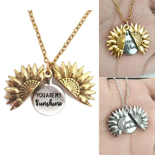 new fashion you are my sunshine sunflower double-layer lettering charm pendant necklace sweater necklace choker for women girls gifts, Silver
new fashion you are my sunshine sunflower double-layer lettering charm pendant necklace sweater necklace choker for women girls gifts, Silver