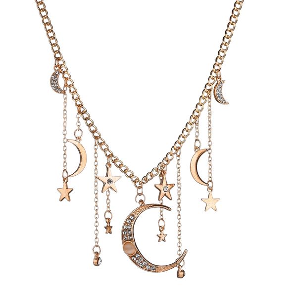 misscycy boho gold color rhinestone moon and star pendant necklace for women fashion charm choker necklace party jewelry, Golden;silver
misscycy boho gold color rhinestone moon and star pendant necklace for women fashion charm choker necklace party jewelry, Golden;silver