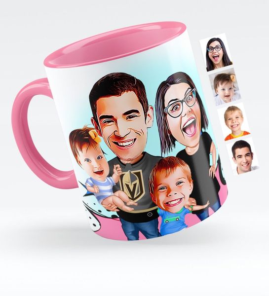 personalized family caricature of pink mug cup-3 other dinnerware 
personalized family caricature of pink mug cup-3 other dinnerware