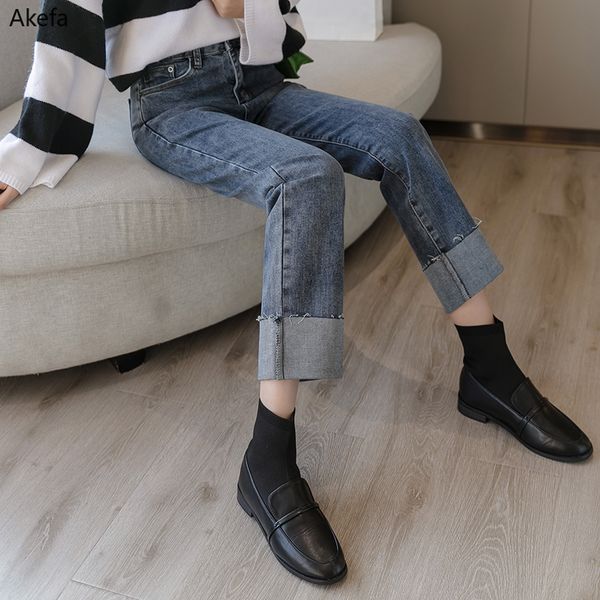 women's jeans 2020 autumn new style thin high-waisted jeans women's wild nine-point straight pants, Blue
women's jeans 2020 autumn new style thin high-waisted jeans women's wild nine-point straight pants, Blue