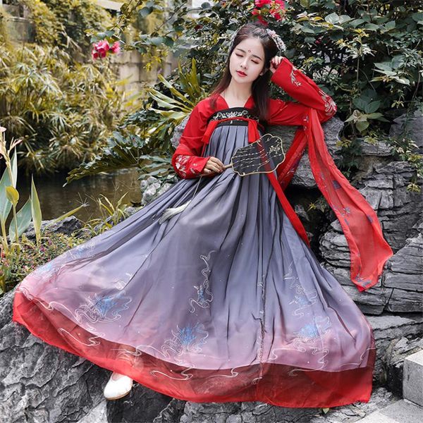 2020 hanfu chinese style ancient costume traditional folk dance stage performance clothing singers princess fairy dress, Black;red
2020 hanfu chinese style ancient costume traditional folk dance stage performance clothing singers princess fairy dress, Black;red