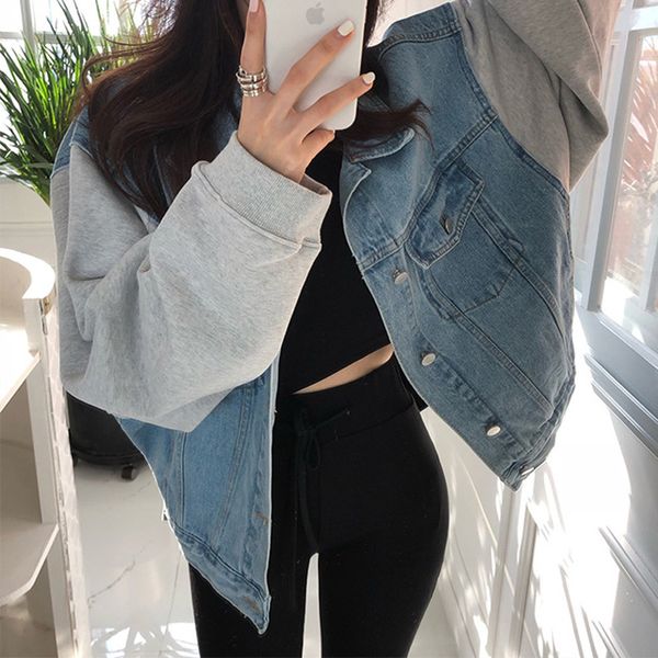 spring 2019 new pattern suit-dress knitting split joint joker long sleeve cowboy short loose coat korean easy jacket student, Black;brown
spring 2019 new pattern suit-dress knitting split joint joker long sleeve cowboy short loose coat korean easy jacket student, Black;brown