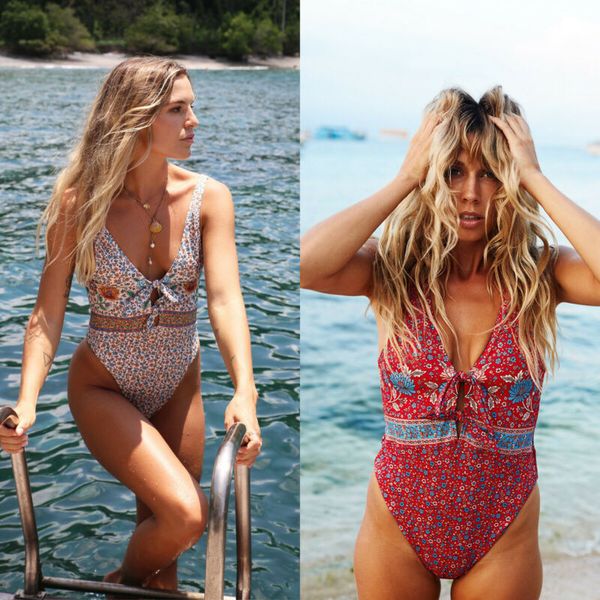 women deep v neck one piece swimsuit bandage floral printed bikini swimwear summer beachwear
women deep v neck one piece swimsuit bandage floral printed bikini swimwear summer beachwear