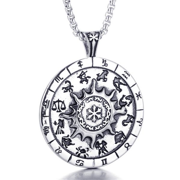 titanium steel sun compass pendant punk necklace retro fashion man stainless steel casting chinese zodiac pendant, Silver
titanium steel sun compass pendant punk necklace retro fashion man stainless steel casting chinese zodiac pendant, Silver