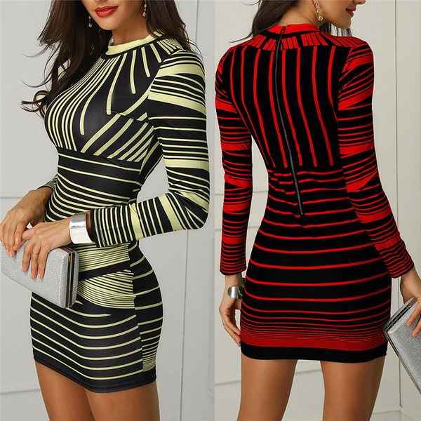 2019 fashion luxury designer women dresses stripe printed slim crew neck long sleeved bodycon dresses womens party dresses, Black;gray
2019 fashion luxury designer women dresses stripe printed slim crew neck long sleeved bodycon dresses womens party dresses, Black;gray