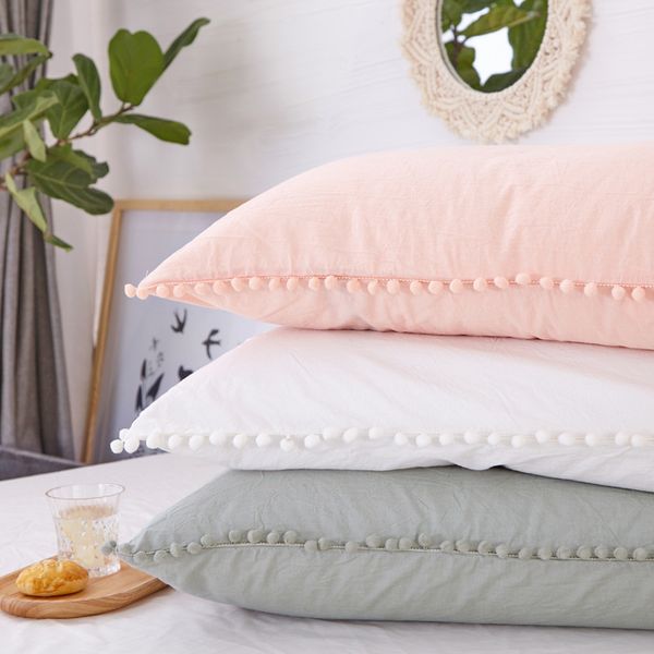 cilected white pompom pillowcase 2pcs cotton fabric soft pom pillow cover for couple home bedding his her pillow cases 48x74cm
cilected white pompom pillowcase 2pcs cotton fabric soft pom pillow cover for couple home bedding his her pillow cases 48x74cm
