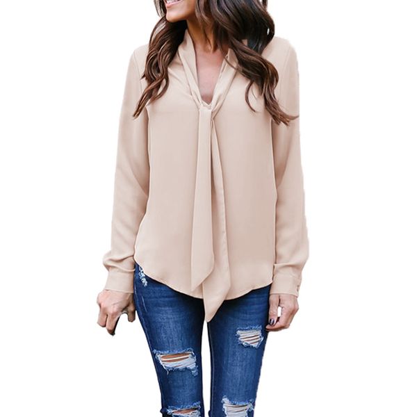 womens blouse chiffon v neck casual fashion office formal shirts loose fit ladies, White
womens blouse chiffon v neck casual fashion office formal shirts loose fit ladies, White