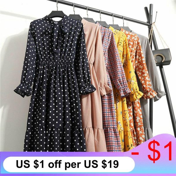 casual dresses women autumn dress lady korean style vintage floral printed chiffon shirt long sleeve bow midi summer vestido, Black;gray
casual dresses women autumn dress lady korean style vintage floral printed chiffon shirt long sleeve bow midi summer vestido, Black;gray