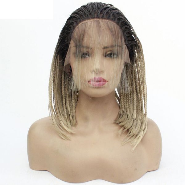 ombre braided hair bob lace frontal wigs with baby hair synthetic wigs for women full hand made braiding style, Black
ombre braided hair bob lace frontal wigs with baby hair synthetic wigs for women full hand made braiding style, Black
