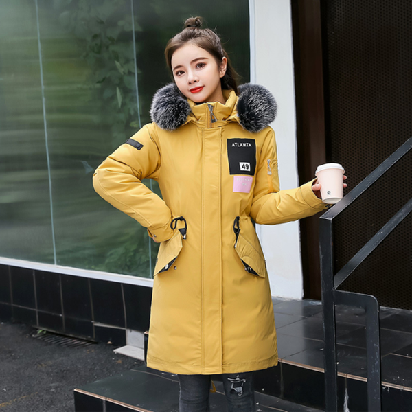 winter new style female medium long cotton coats fashion korean style pure color down jacket slim oversize yellow green overcoat, Black
winter new style female medium long cotton coats fashion korean style pure color down jacket slim oversize yellow green overcoat, Black