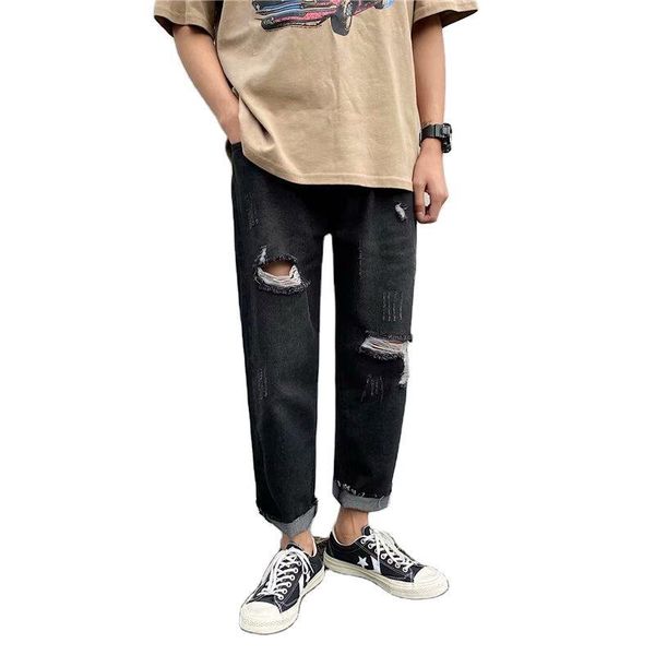 denim jeans 2020 fashion men's brand spring and summer new hole ankle length jeans youth korean straight loose casual pants, Blue
denim jeans 2020 fashion men's brand spring and summer new hole ankle length jeans youth korean straight loose casual pants, Blue