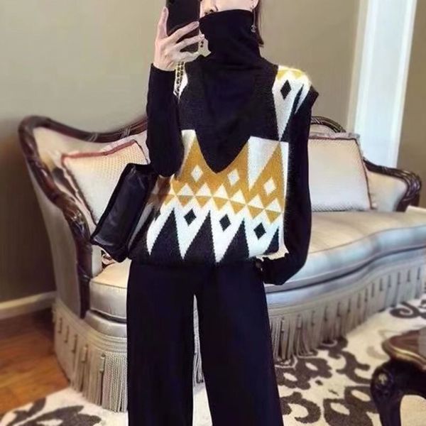 women's vests knitting vest sweater clothing 2021 spring korean diamond fashion, Black;white
women's vests knitting vest sweater clothing 2021 spring korean diamond fashion, Black;white