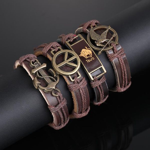 antique bronze colored handmade woven leather bracelets for men classic anchor charm bracelet plaited knitted leather rope wrist band, Black
antique bronze colored handmade woven leather bracelets for men classic anchor charm bracelet plaited knitted leather rope wrist band, Black