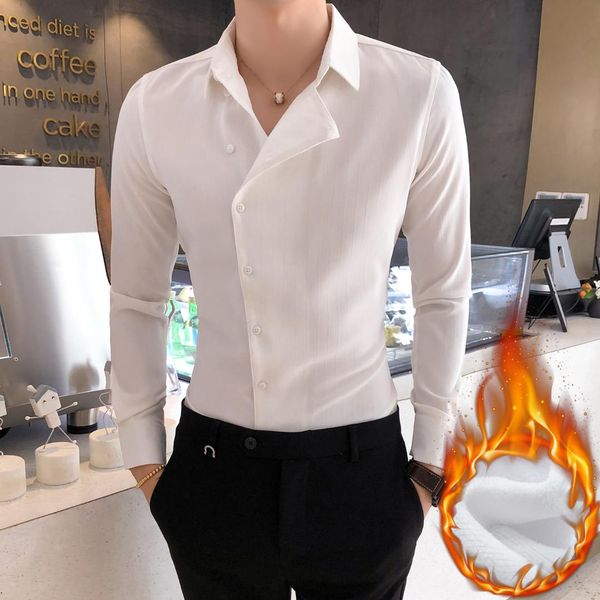british style winter shirt men fashion 2019 long sleeve mens dress shirts turn down collar warm casual social shirt man clothing, White;black
british style winter shirt men fashion 2019 long sleeve mens dress shirts turn down collar warm casual social shirt man clothing, White;black